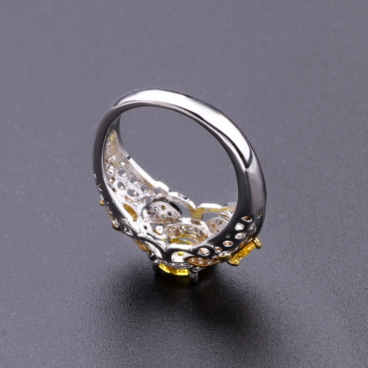 Yellow Topaz Zirconia Embedded Ring