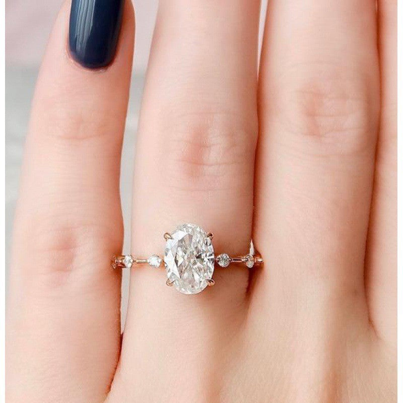 The "Luminous Oval" Minimalist Moissanite Band