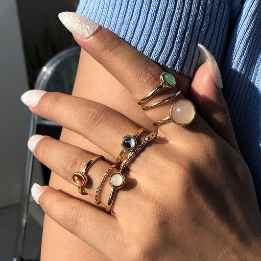 Colorful Stone Metallic Finger Rings