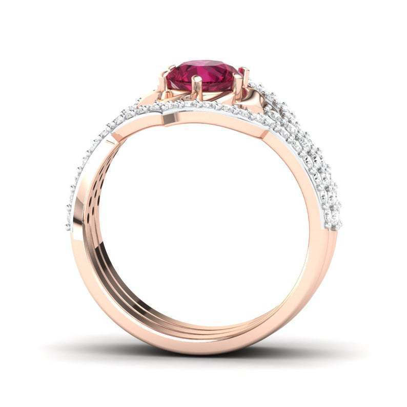 Exquisite Rose Gold Flower Band Ring Set