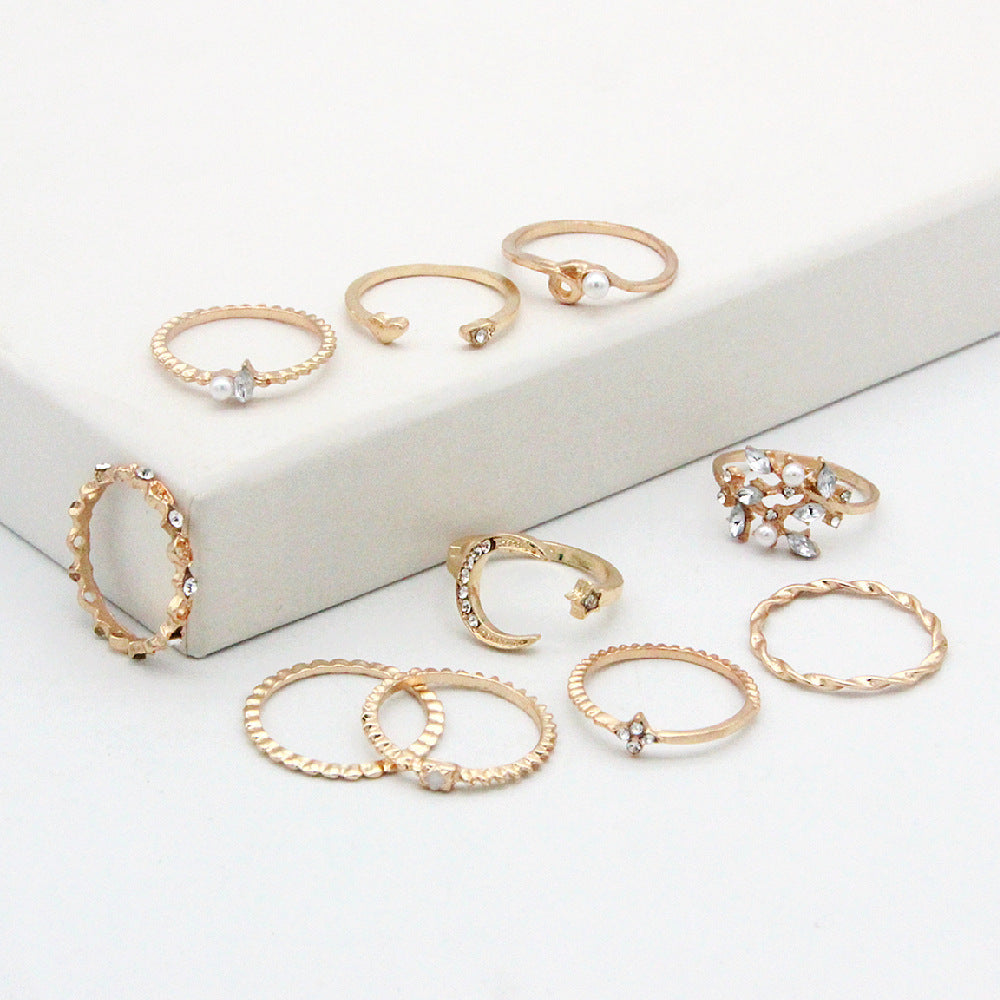 Gold Bohemian Fashion 10-Piece Rings