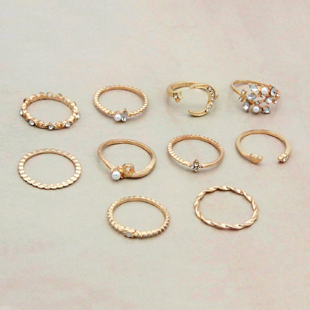 Gold Bohemian Fashion 10-Piece Rings