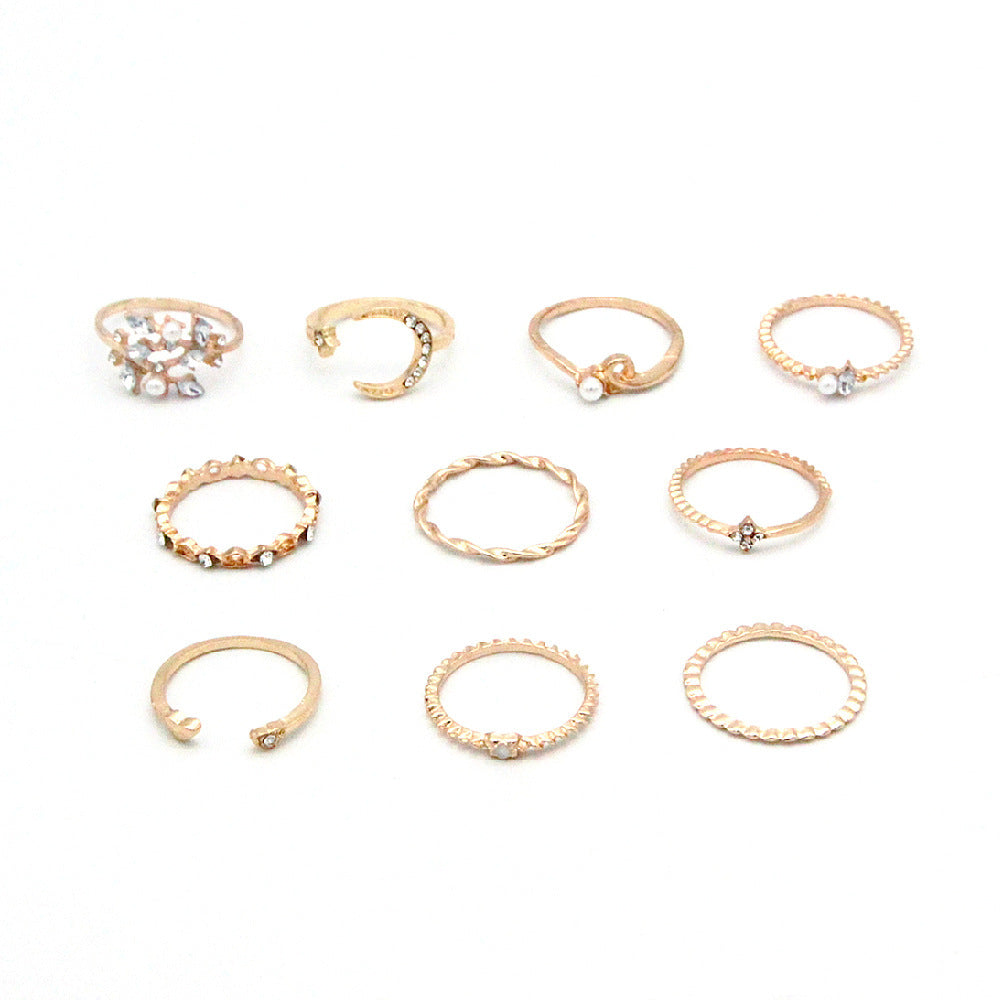 Gold Bohemian Fashion 10-Piece Rings