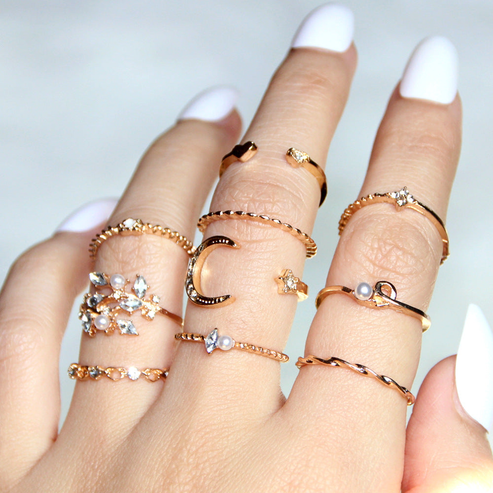 Gold Bohemian Fashion 10-Piece Rings