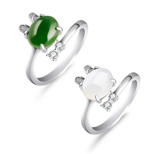 S925 Sterling Silver Retro Rabbit Adjustable Women's Ring