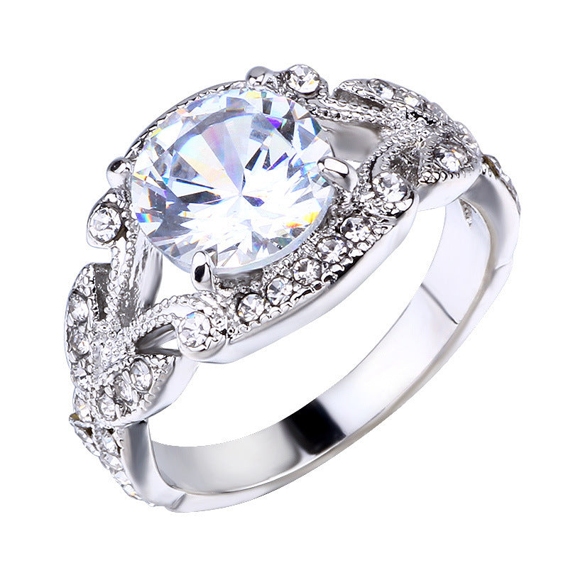 White Gold-Plated Princess Ring