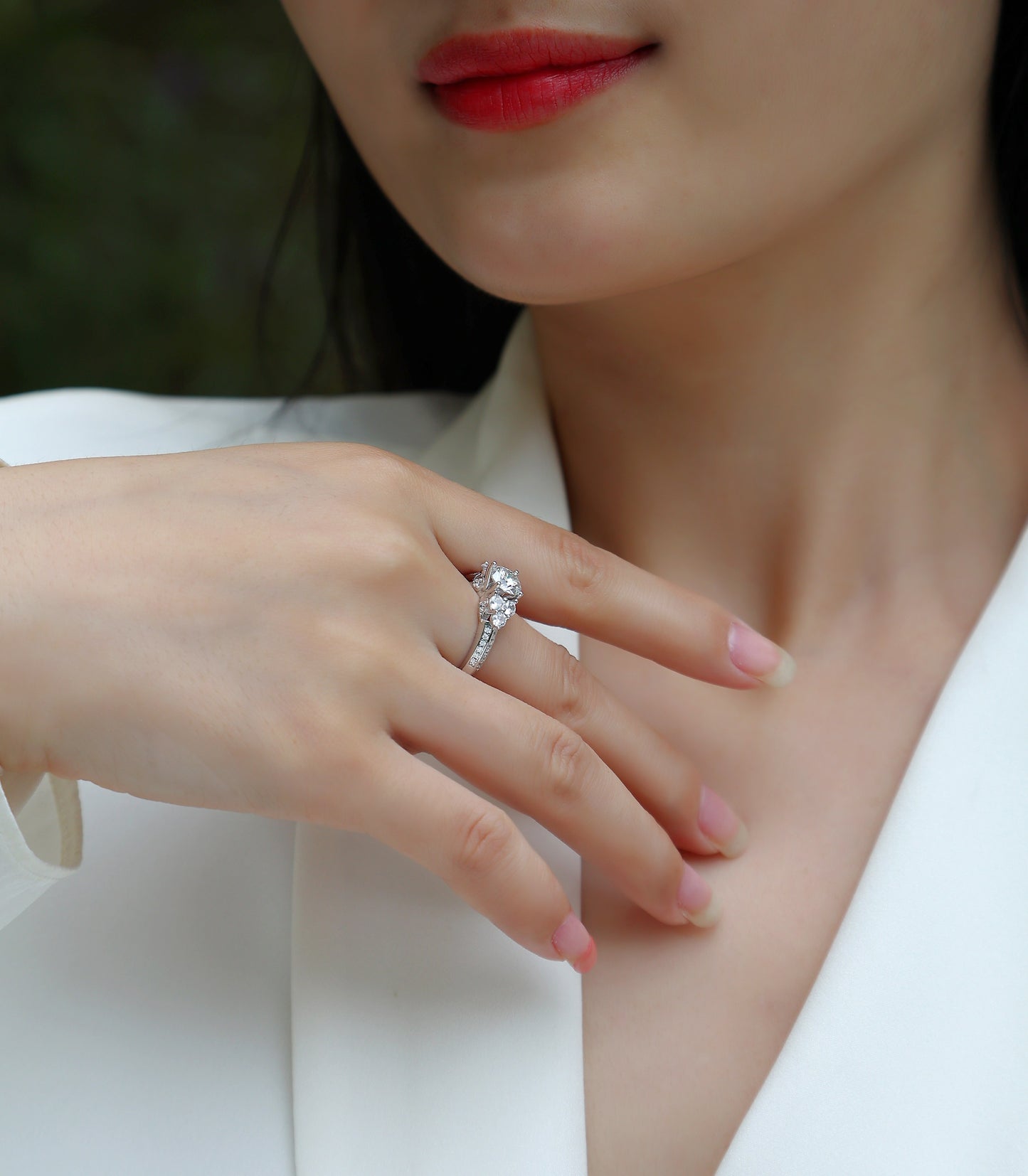 Coral Dream Moissanite Ring